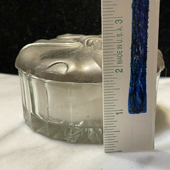 Vtg 50 Godinger Silver Glass Vanity Powder Puff - Picture 10 of 11